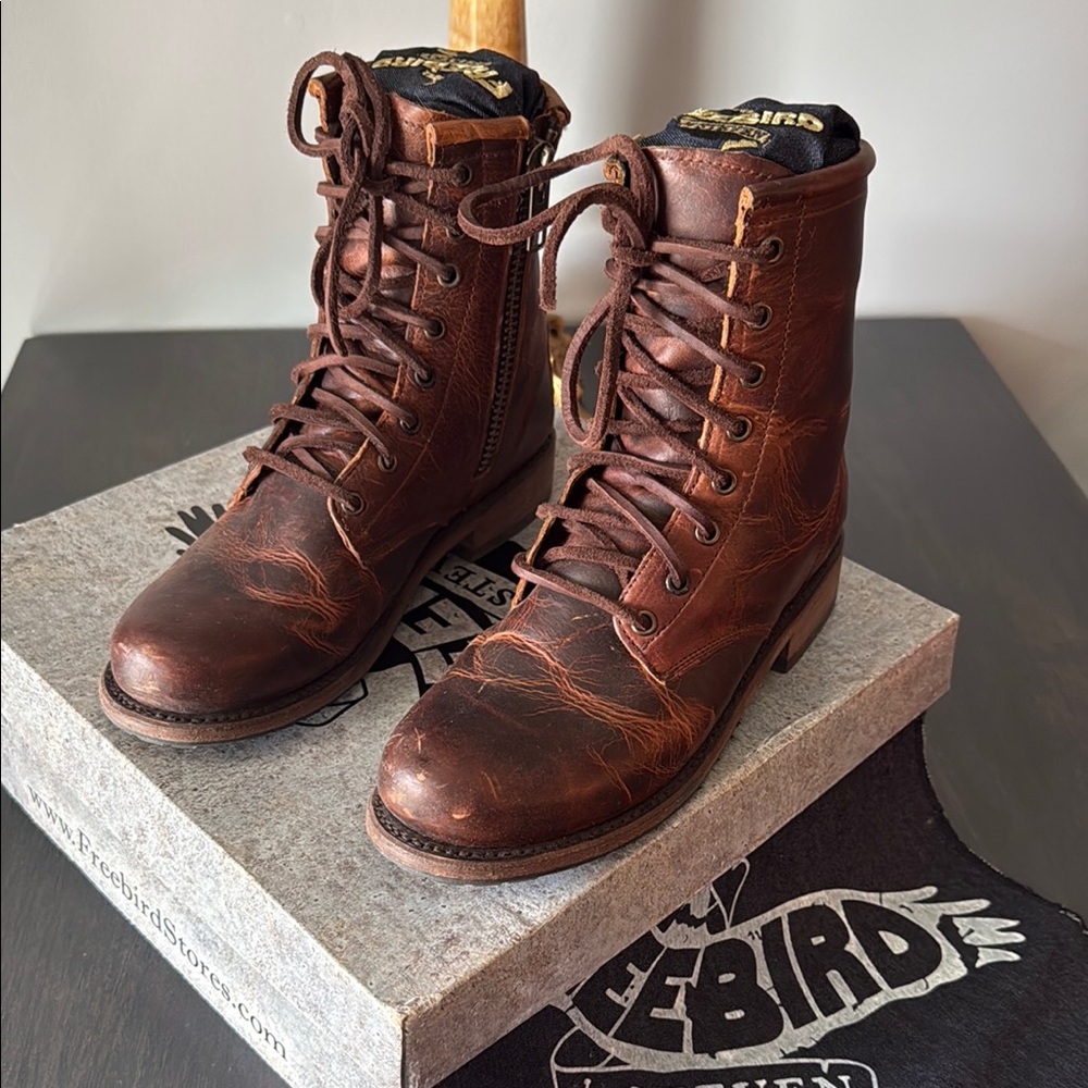Freebird Brown Leather High-Top Boots